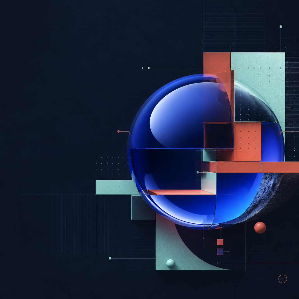 Abstract composition of digital product shapes
